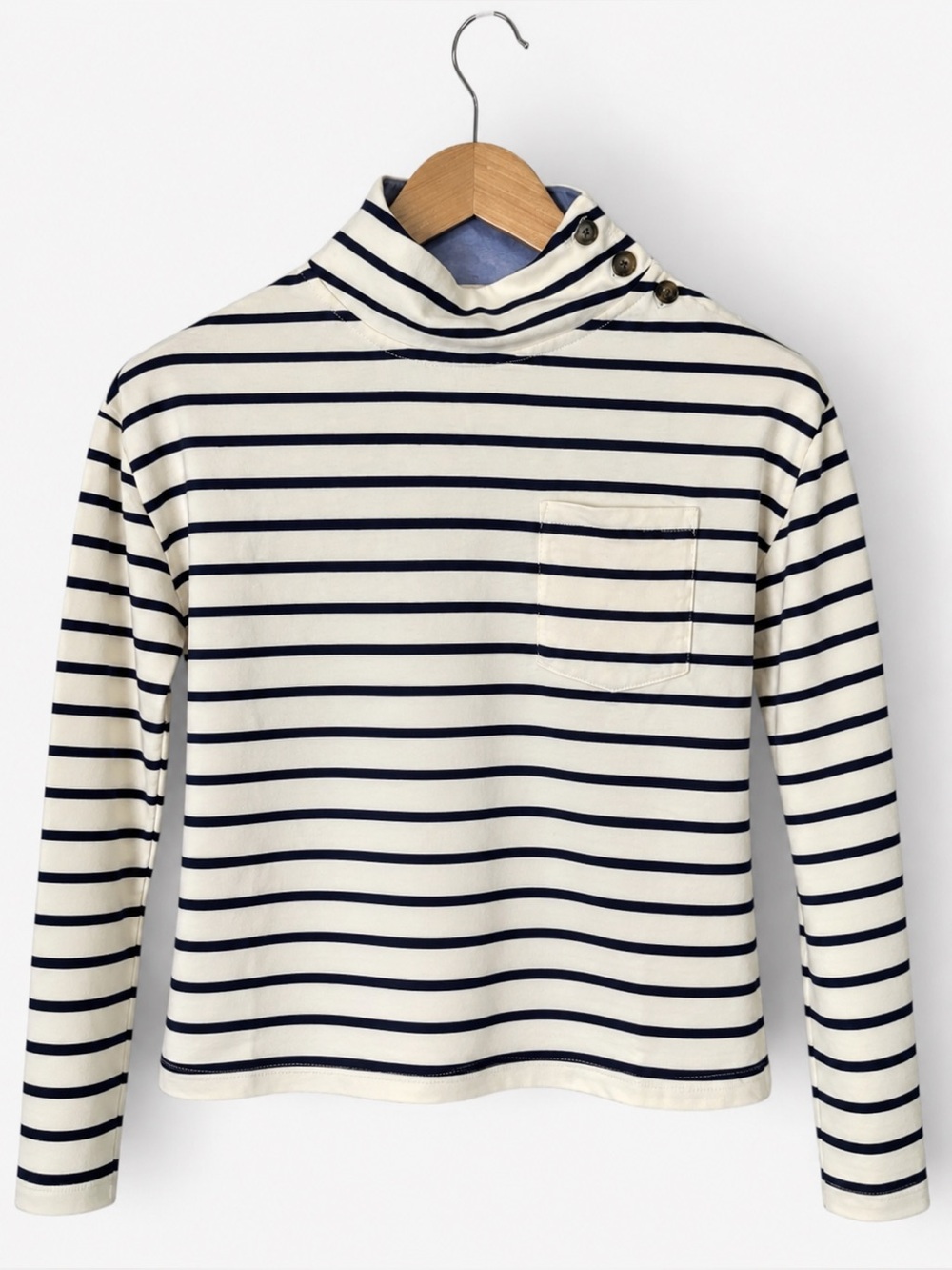 Vineyard Vines Striped Funnel Neck Top - navy and ivory